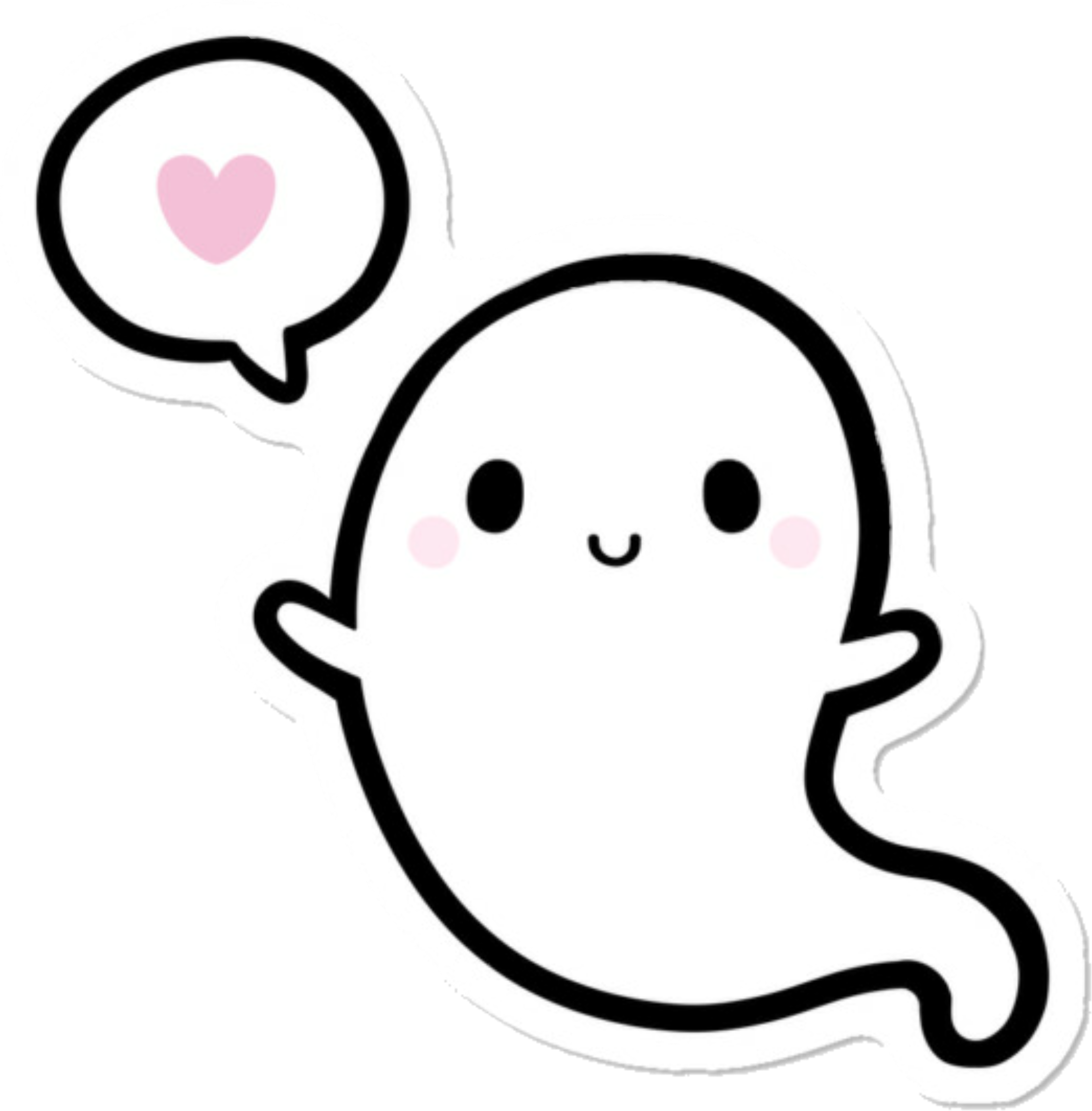 A Cartoon Ghost With A Heart And Speech Bubble