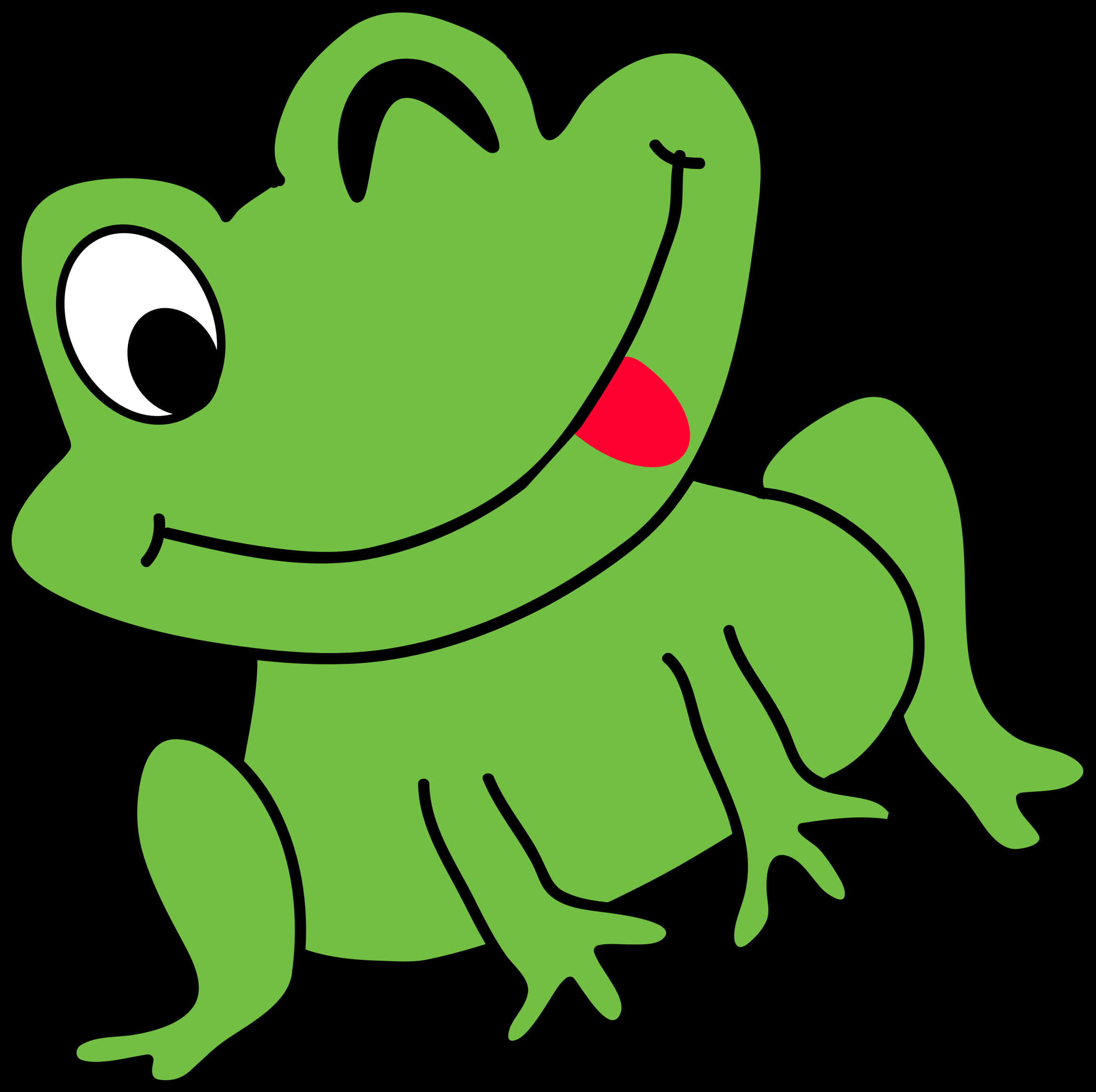 A Green Frog With A Black Background