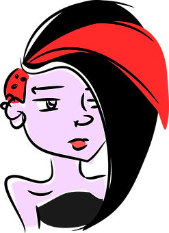 A Cartoon Of A Woman With A Red Hat