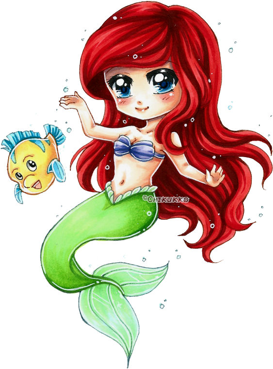 #cute #kawaii #chibi #flounder #disney #mermaid #mermaids - Mermaid Chibi Png Deviantart, Transparent Png