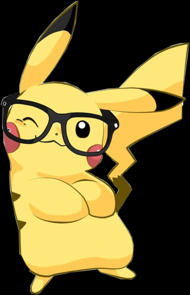 Cute Pikachu Wearing Glasses