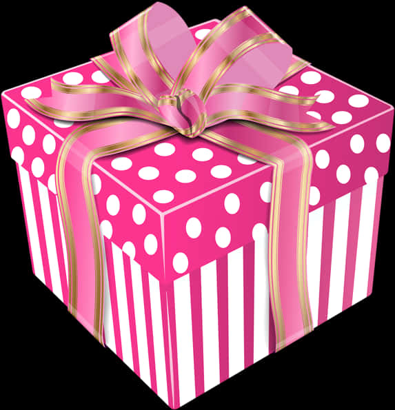 A Pink And White Gift Box With A Bow