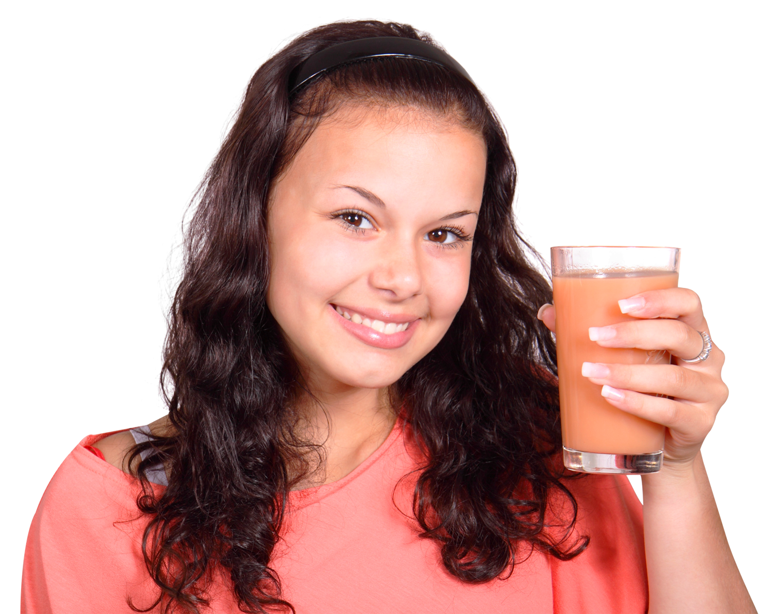 A Woman Holding A Glass Of Juice