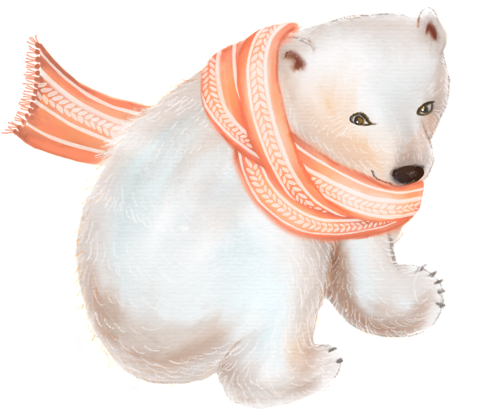 A White Bear Wearing A Scarf