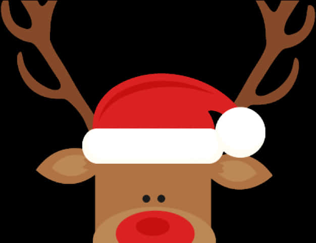 Cute Reindeer Wearing A Santa Hat