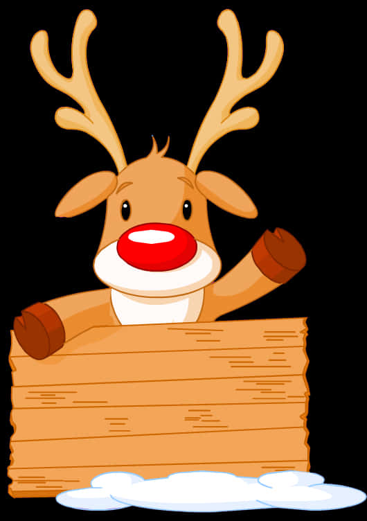 A Cartoon Reindeer Holding A Sign