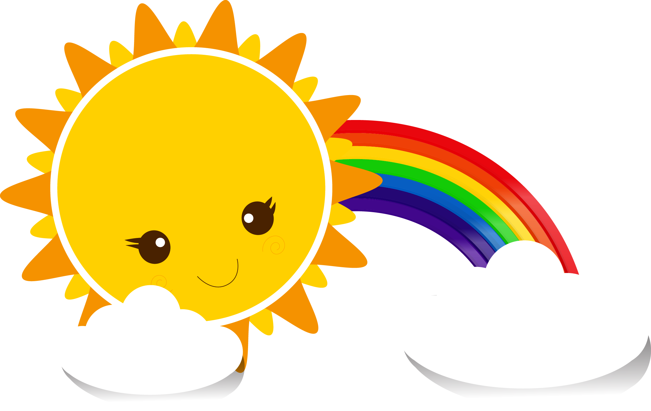 A Cartoon Sun And Rainbow