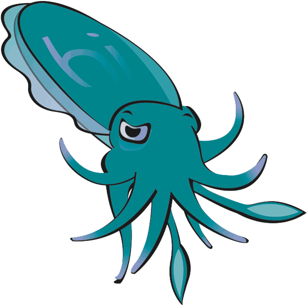 A Cartoon Of A Blue Squid
