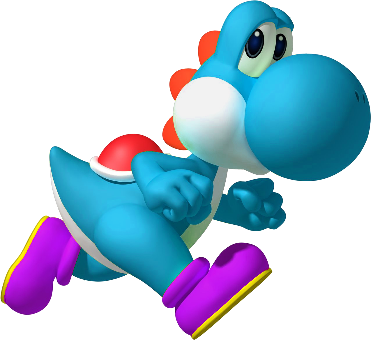 A Blue Cartoon Character Running