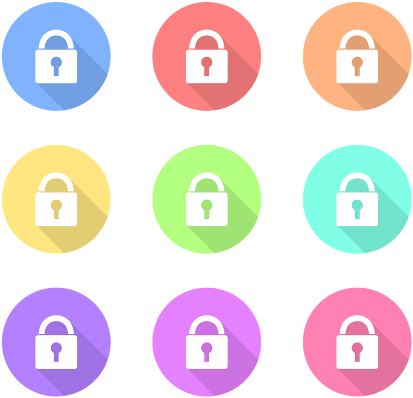 A Group Of Colorful Circles With A Lock