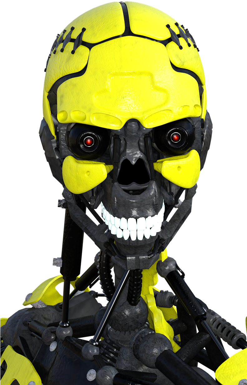 A Robot With A Yellow Helmet