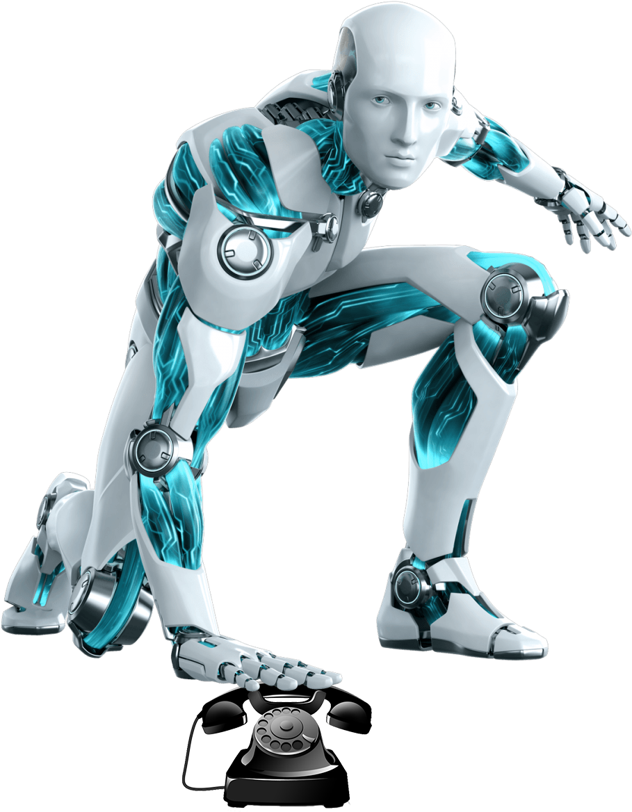A Robot With Blue And White Body