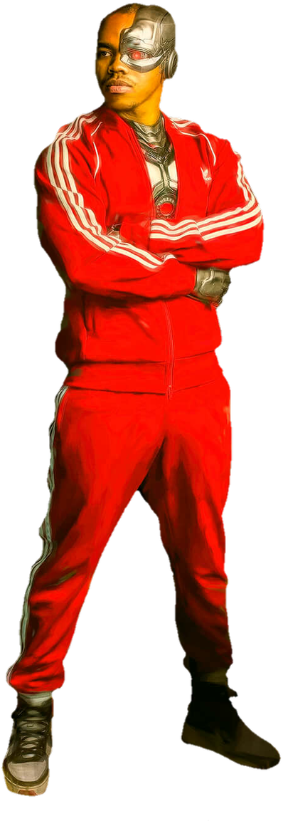 A Person In Red Tracksuit With Gloves