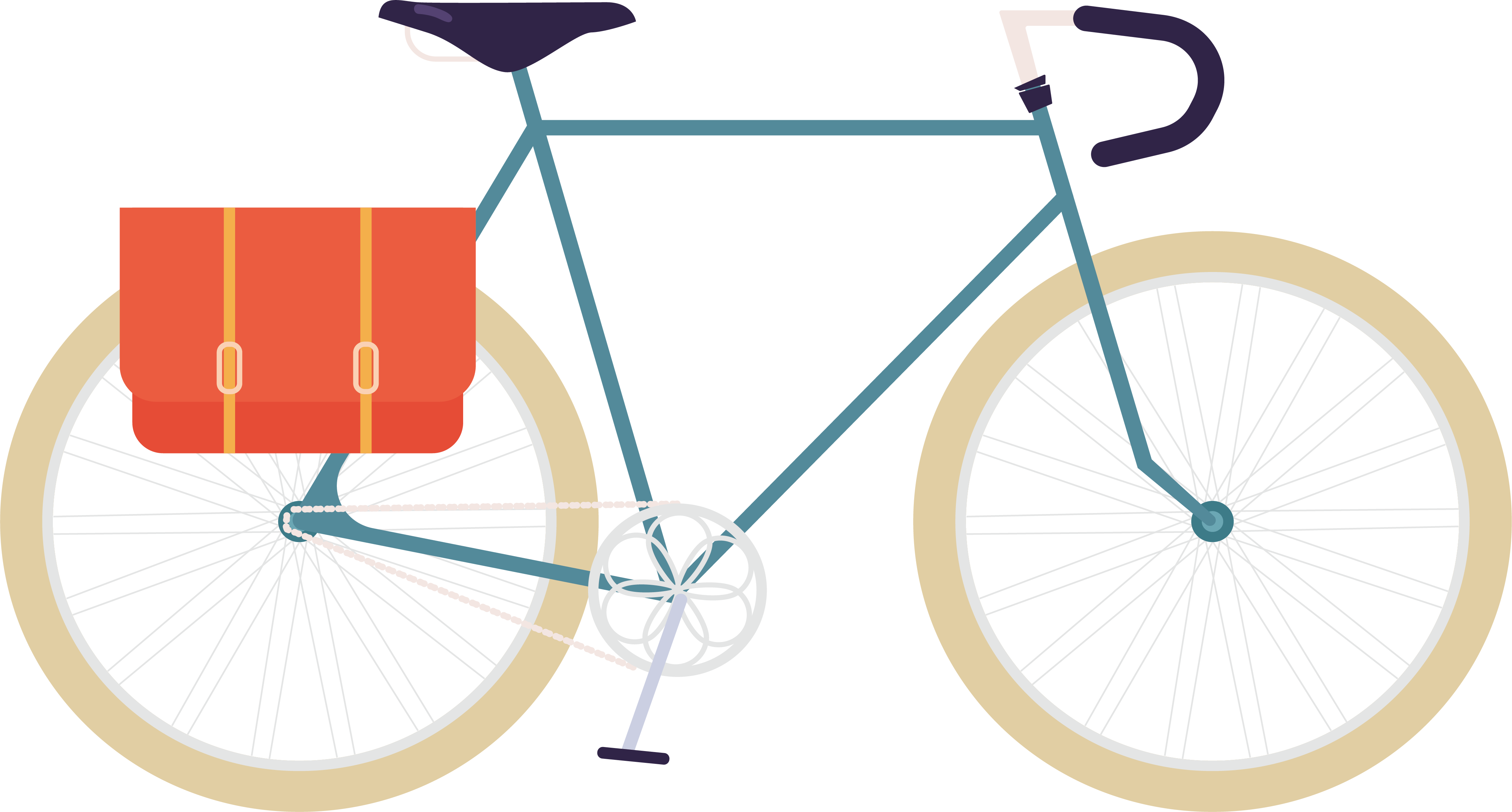 A Blue Bicycle With A Bag On The Front