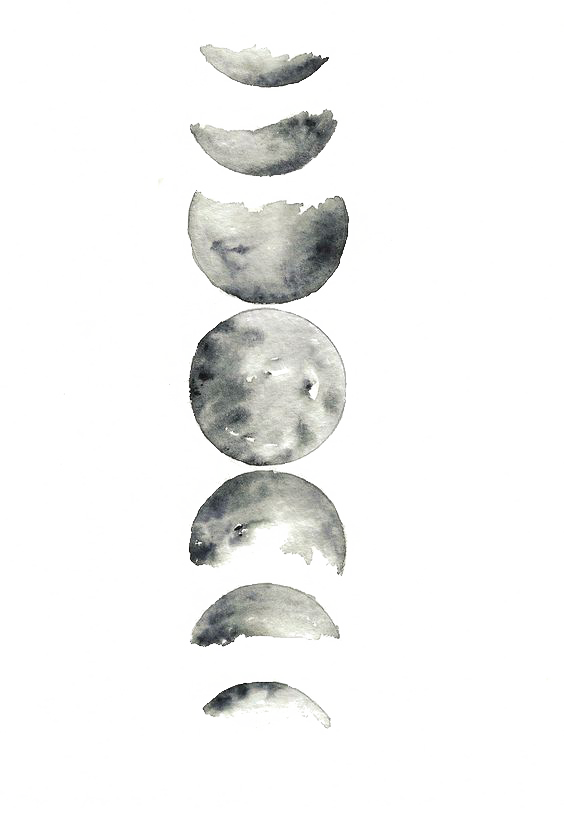 A Row Of Phases Of The Moon