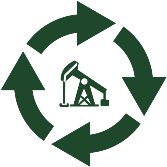 A Green Circle With Arrows Around A Green Oil Rig
