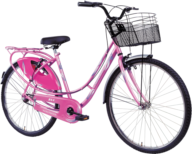 A Pink Bicycle With A Basket