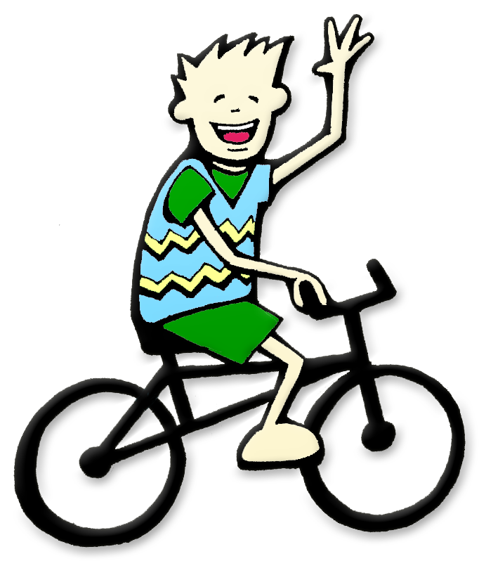 A Cartoon Of A Boy Riding A Bicycle