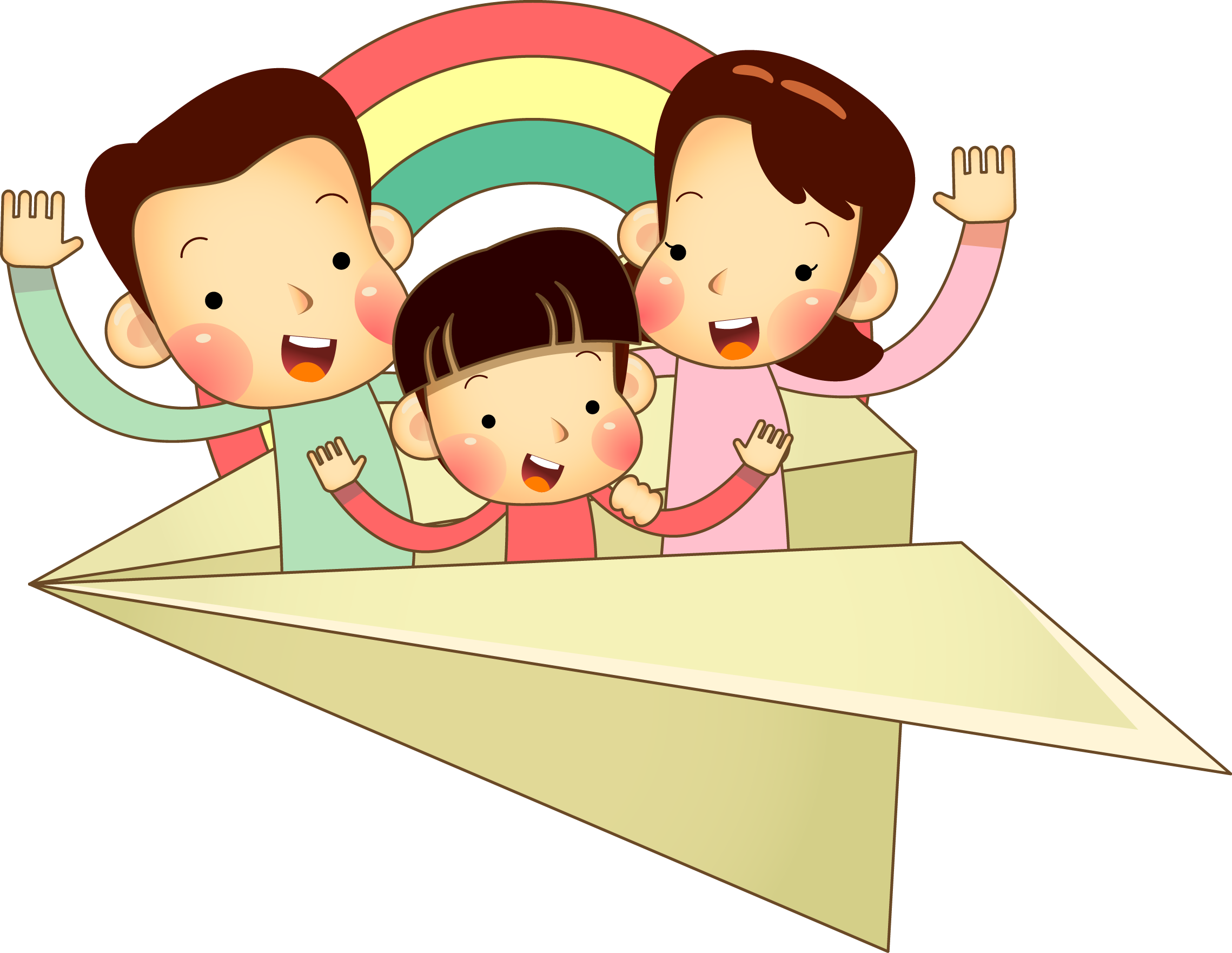 A Cartoon Of Kids Flying In A Paper Plane
