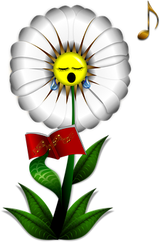 A Cartoon Of A Flower With A Book And A Crying Face