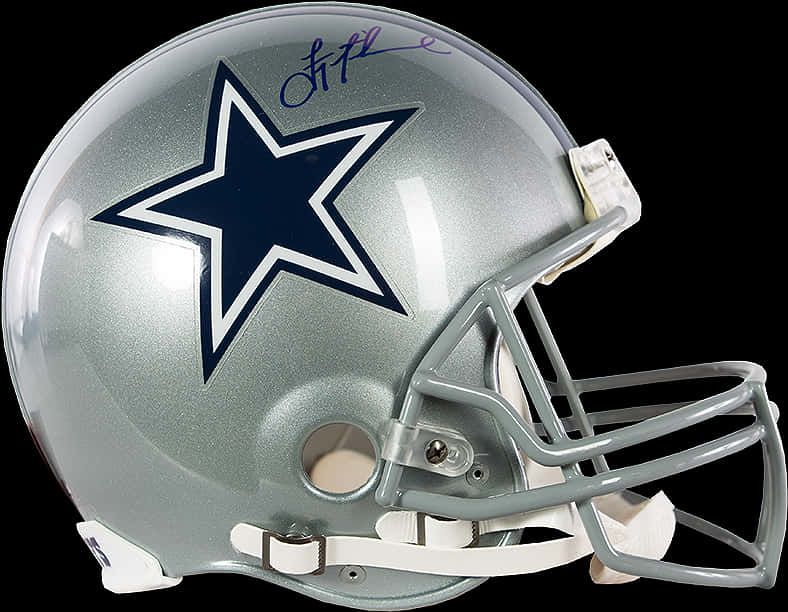 A Silver Football Helmet With A Star On It