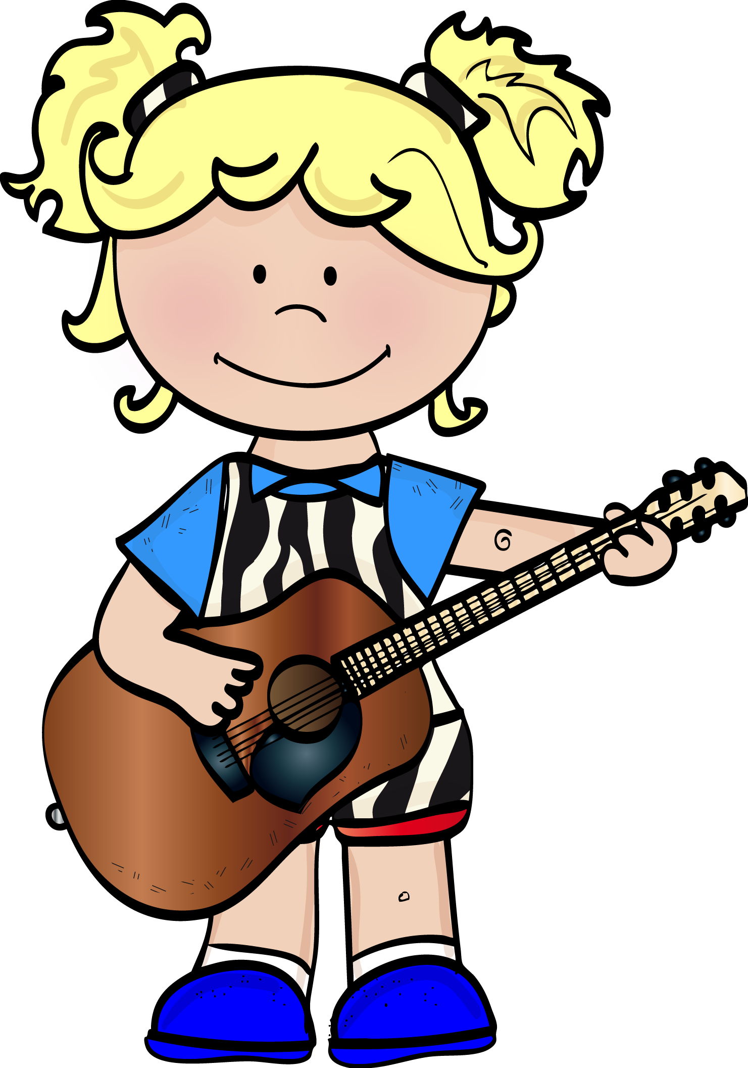 A Cartoon Of A Girl Playing A Guitar