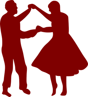 A Silhouette Of A Man And Woman Dancing