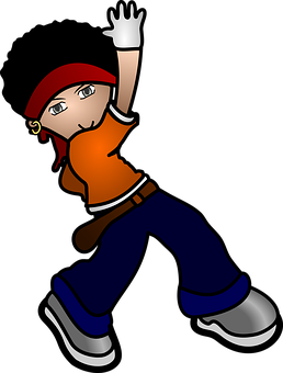 A Cartoon Of A Woman With A Red Bandana And Blue Pants