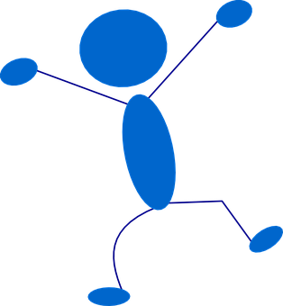 A Blue Stick Figure With Arms Out