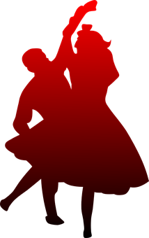 A Silhouette Of A Man And Woman Dancing