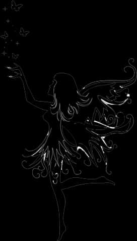 A Silhouette Of A Woman With Wings And Wings