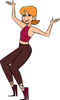 A Cartoon Of A Woman Dancing