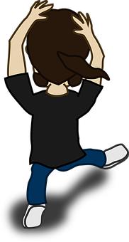 A Cartoon Of A Person With Their Arms Up