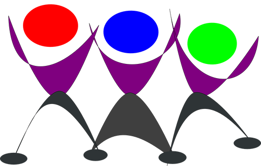 A Group Of People With Colorful Circles