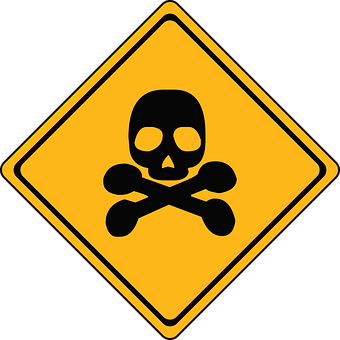 A Yellow Sign With A Skull And Crossbones