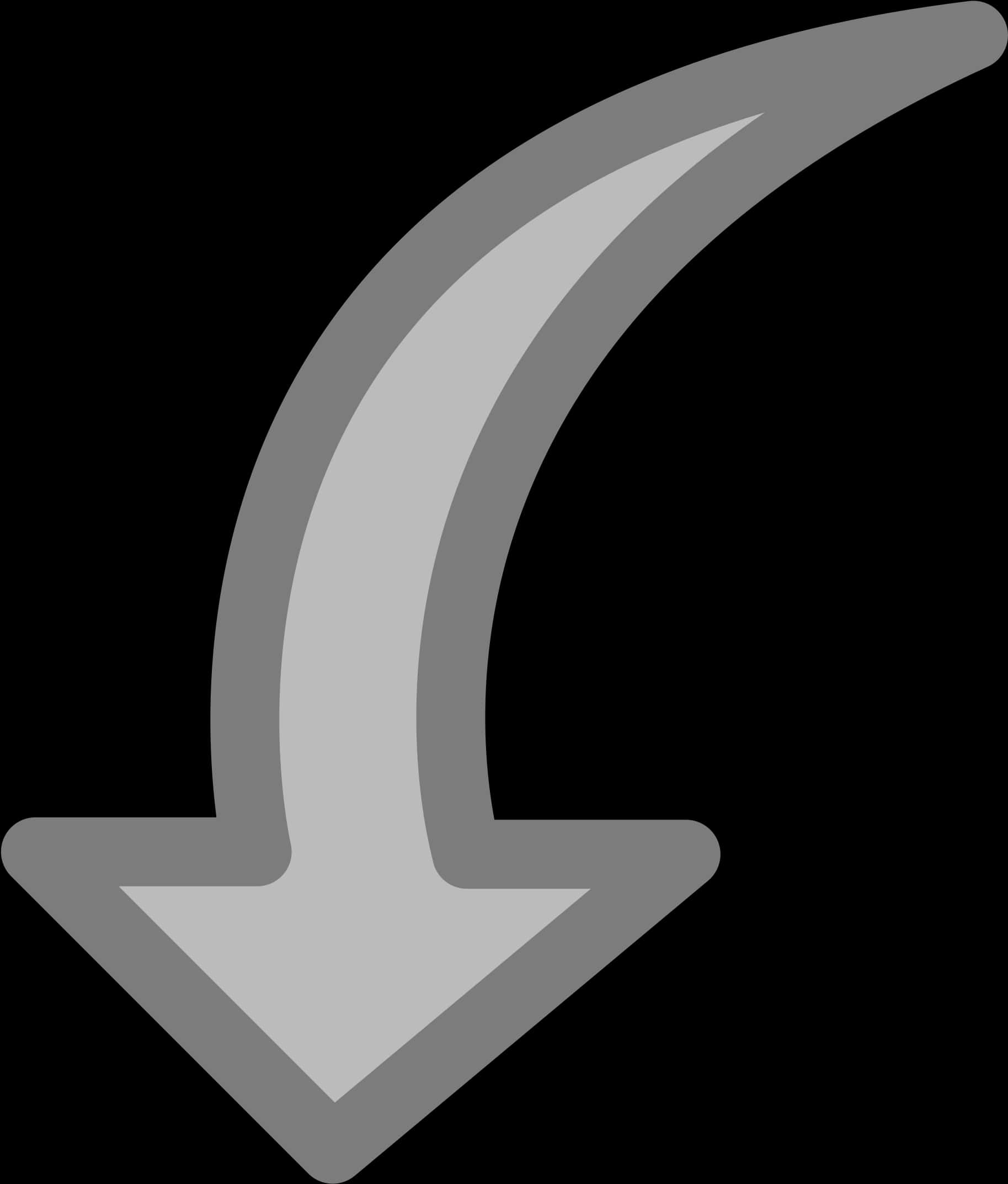 Dark And Light Gray Curved Arrow
