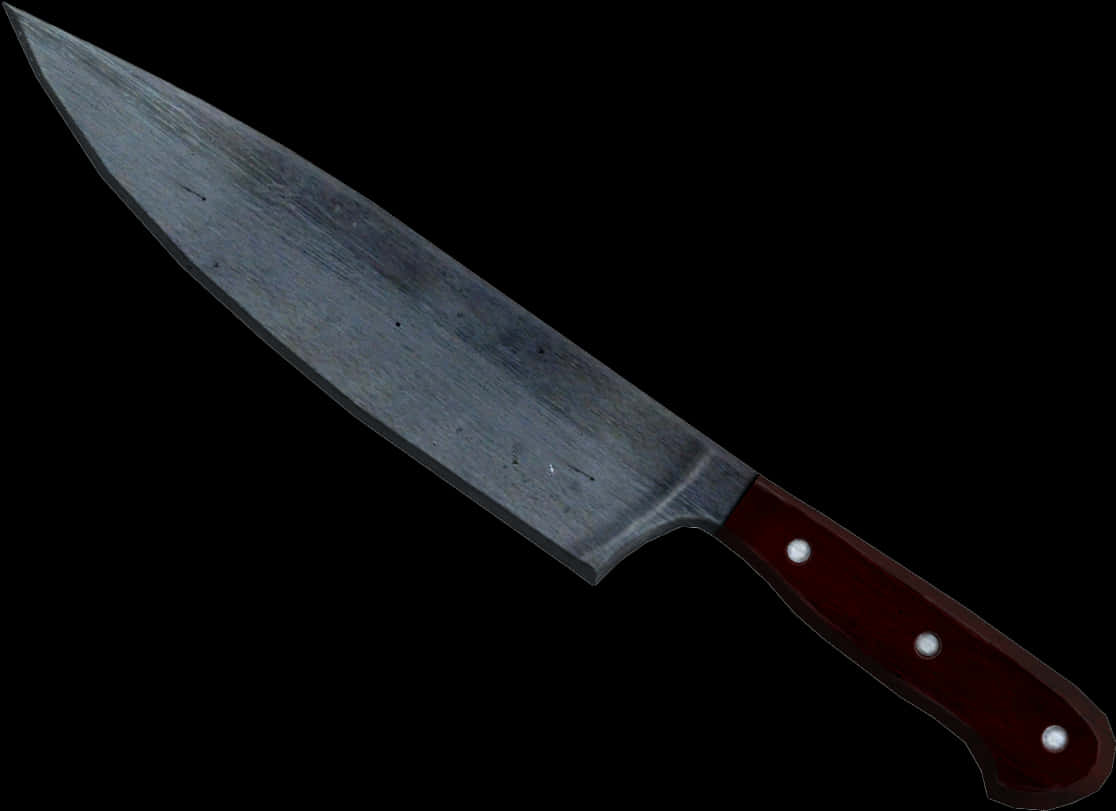 A Large Knife With A Wooden Handle