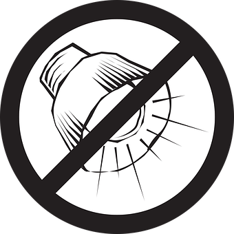 A Black And White Circular Sign With A Light Bulb In It