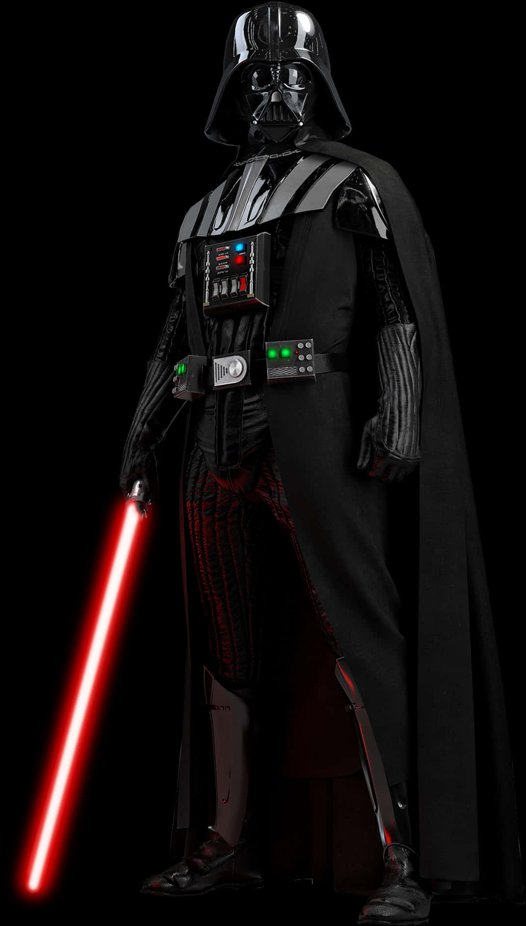 A Man In Garment With A Red Light Saber