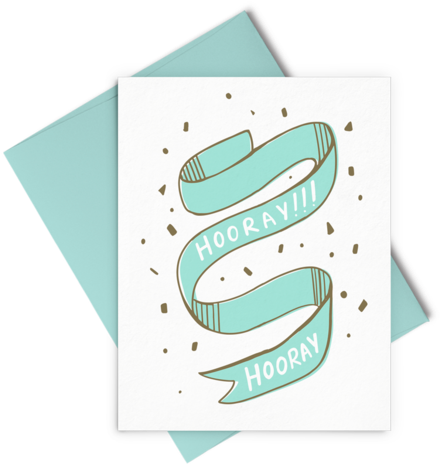 A Card With A Ribbon And Confetti On It