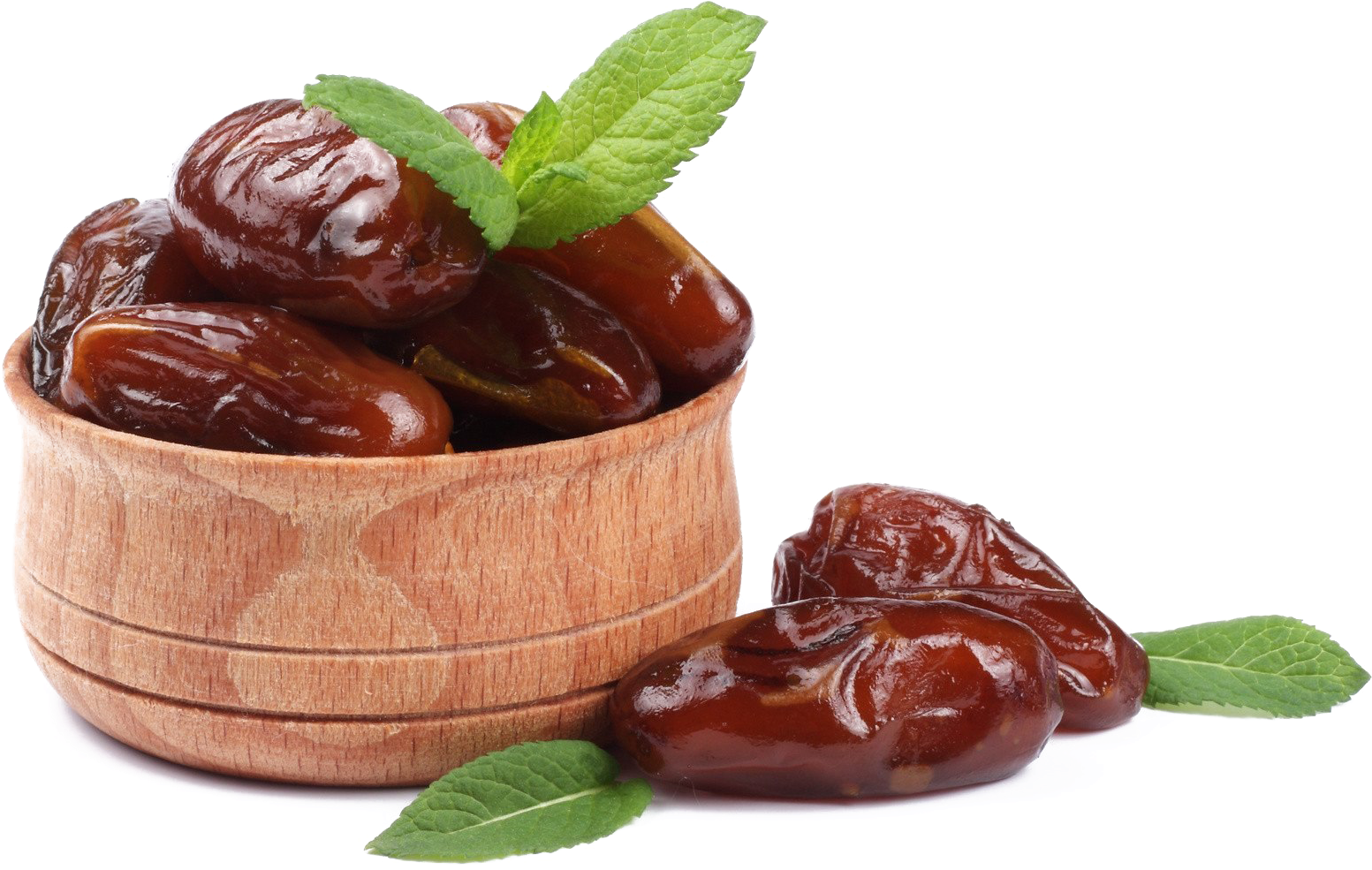 A Bowl Of Dates With Leaves
