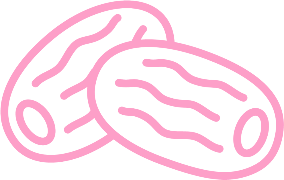 A Pink And Black Line Drawing Of Food