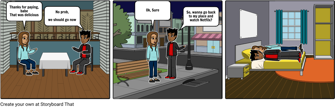 Cartoon Of A Man And A Woman Standing On A Sidewalk