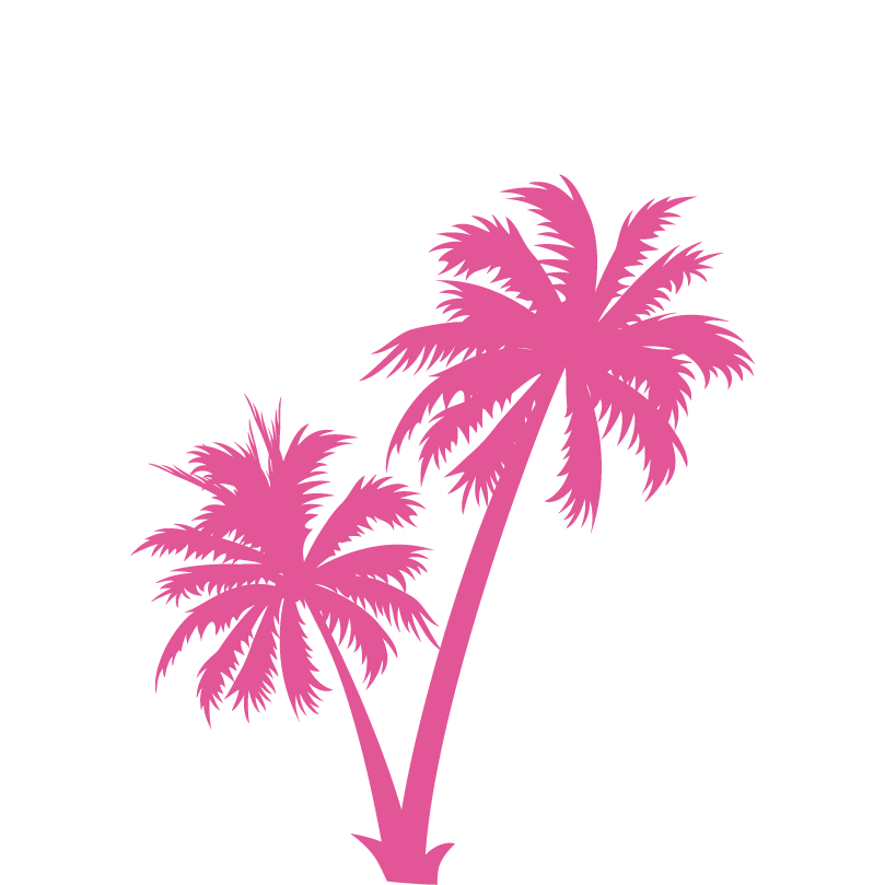 A Pink Palm Trees In A White Circle