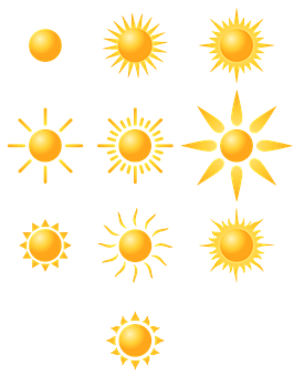 A Group Of Yellow Sun Icons