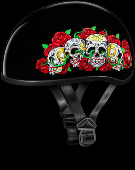 Daytona Rose Skulls Skull Cap Half Helmet