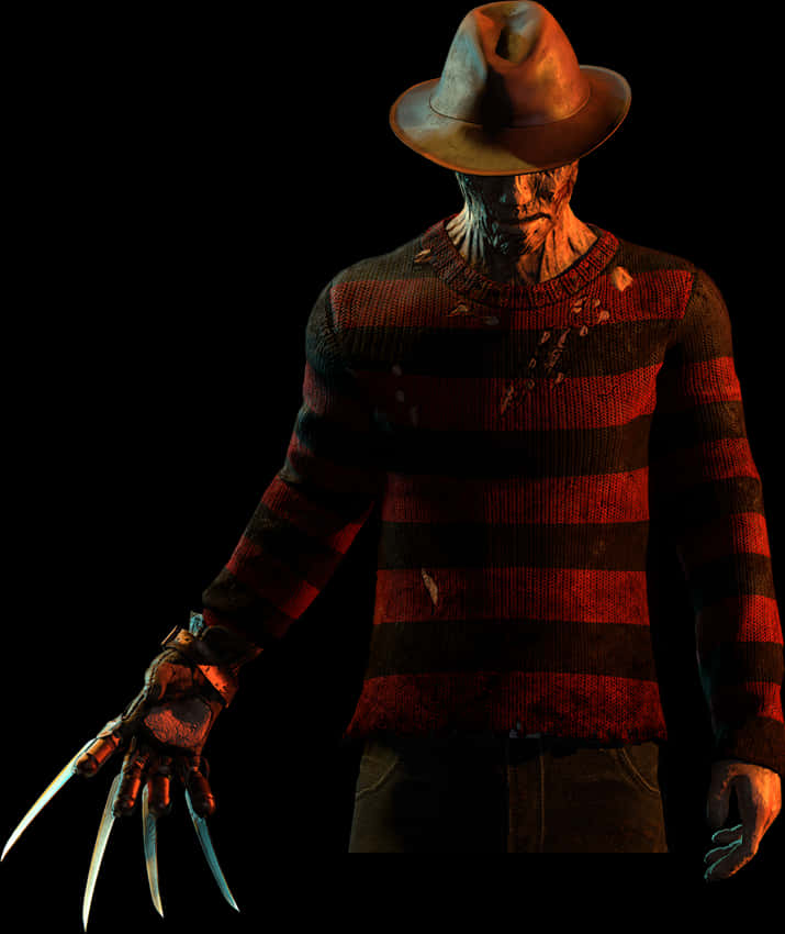 A Man Wearing A Hat And A Striped Sweater Holding A Claw