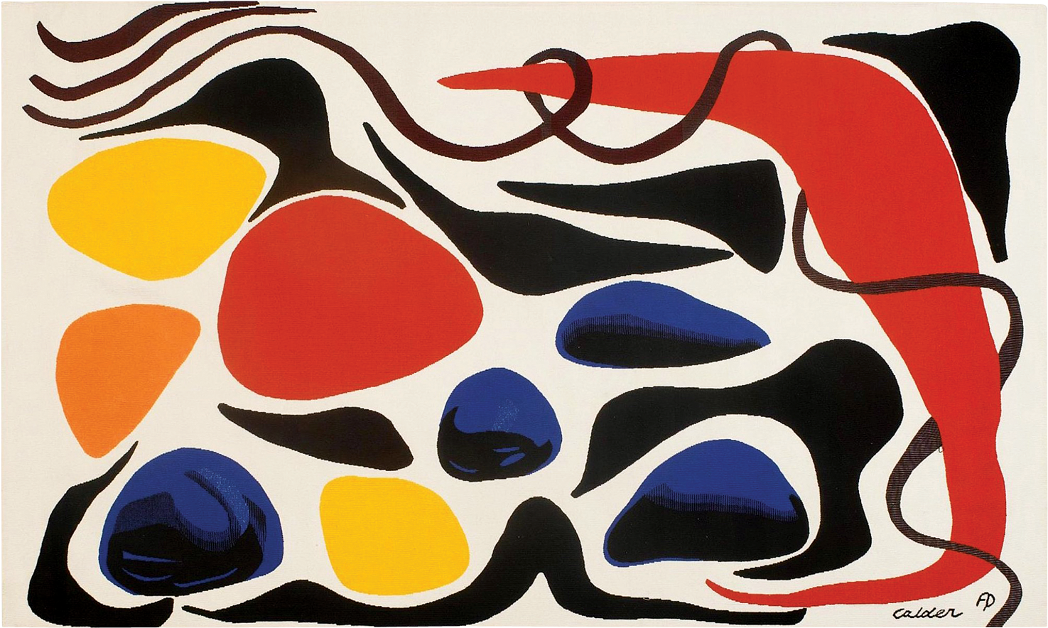 A Colorful Art Piece With Black Red Blue And Yellow Shapes