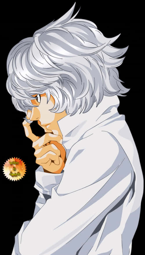 A Cartoon Of A Man With White Hair