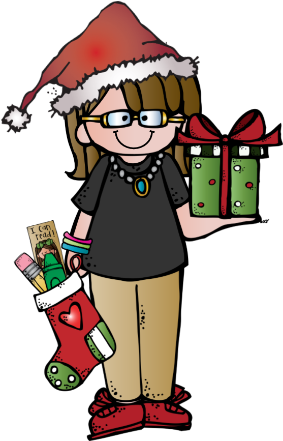 A Cartoon Of A Girl Holding A Gift And A Sock